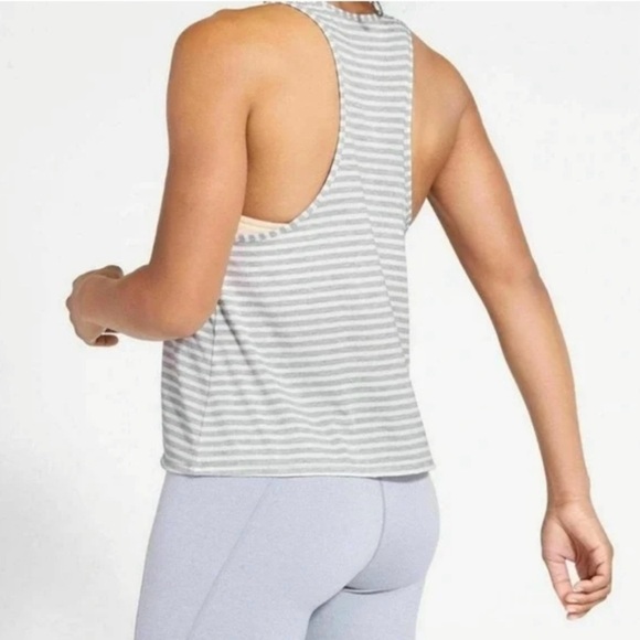 Athleta Muscle Tank Gray & White Stripes size XL - Picture 2 of 6
